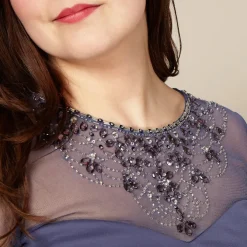 A-Line Mesh Gown With Beaded Illusion Sweetheart Neckline