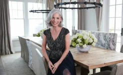 A-Line V-Neck Dress With Beaded Bodice & Cap Sleeves