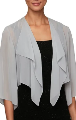 Chiffon Cover-Up Bolero Jacket With Cascade Hem Detail