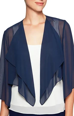 Chiffon Cover-Up Bolero Jacket With Cascade Hem Detail