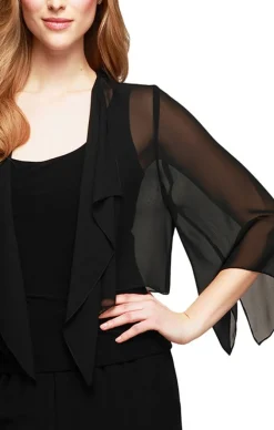 Chiffon Cover-Up Bolero Jacket With Cascade Hem Detail