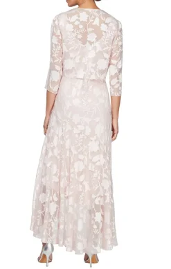 Chiffon Jacket Dress With High/Low Tulip Hem Skirt & Open Cascade Jacket