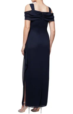 Cold Shoulder Mesh Dress With Cowl Neckline