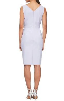 Compression Party Dress With Surplice Neckline, Cascade Ruffle Skirt & Beaded Detail At Hip