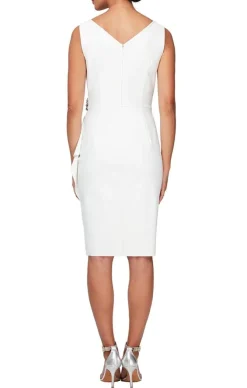 Compression Party Dress With Surplice Neckline & Embellishment At Hip