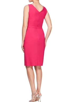 Compression Party Dress With Surplice Neckline, Cascade Ruffle Skirt & Beaded Detail At Hip