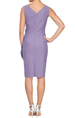 Compression Party Dress With Surplice Neckline, Cascade Ruffle Skirt & Beaded Detail At Hip
