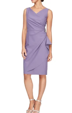 Compression Party Dress With Surplice Neckline, Cascade Ruffle Skirt & Beaded Detail At Hip