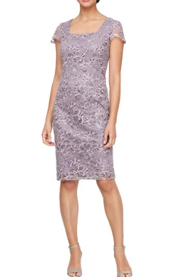 Embroidered Sheath Dress With Square Neckline