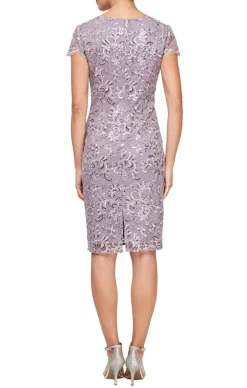 Embroidered Sheath Dress With Square Neckline