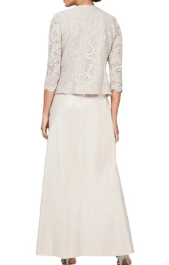 Glitter Lace & Satin Skirt Jacket Dress With Open Jacket