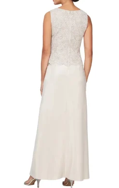 Glitter Lace & Satin Skirt Jacket Dress With Open Jacket