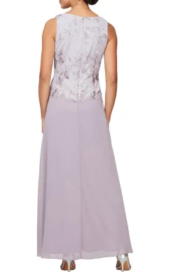 Long Embroidered Jacket Dress With Scallop Edge Detail & A-Line Skirt