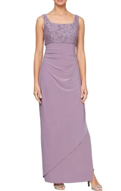 Long Empire Waist Bolero Jacket Dress With Open Jacket, Scoop Neck Bodice And Cascade Detail Skirt