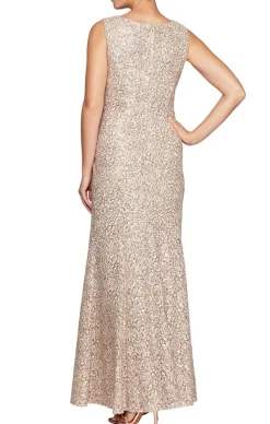 Long Sleeveless Fit & Flare Dress With Sequin Detail And Matching Shawl