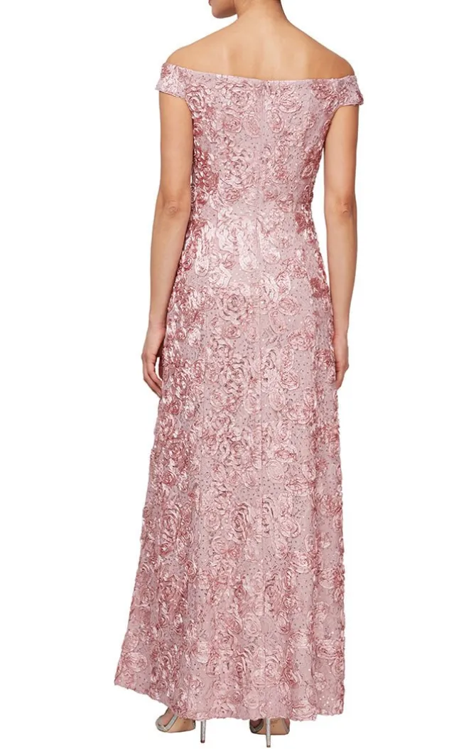 Long Tte Sequin Lace Off-The-Shoulder Dress