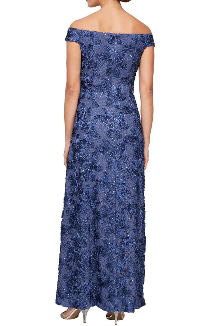 Long Tte Sequin Lace Off-The-Shoulder Dress