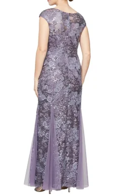 Petite Cap Sleeve Embroidered Fit And Flare Dress With Godet Detail Skirt & Shawl