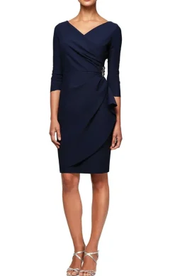 Petite Compression Collection Surplice Sheath Dress With Beaded Hip Detail