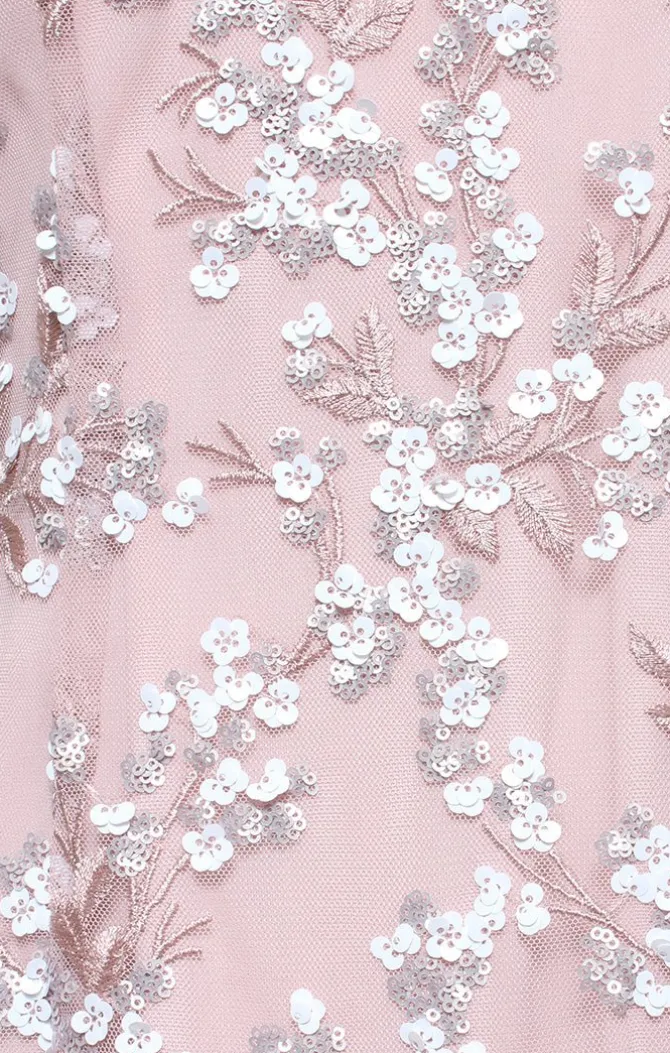 Petite 3-D Embroidered Fit & Flare Party Dress With Godet Detail Hem