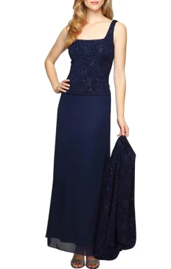 Petite Glitter Jacquard Knit Jacket Dress With Mandarin Neckline