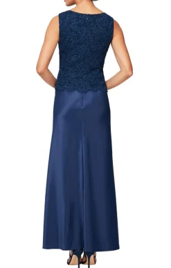 Petite Glitter Lace & Satin Skirt Jacket Dress With Open Jacket