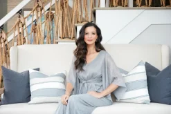 Petite Metallic Knit Straight Leg Pant