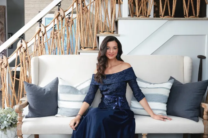 Petite Off-The-Shoulder Soutache Blouse With Tie Belt And Illusion Sleeves