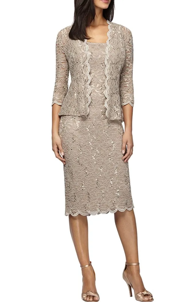 Petite Sheath Lace Jacket Dress