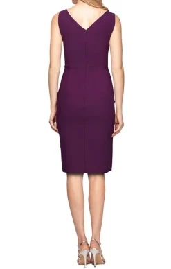 Petite Side Ruched Compression Collection Dress With Surplice Neckline & Beaded Detail At Hip