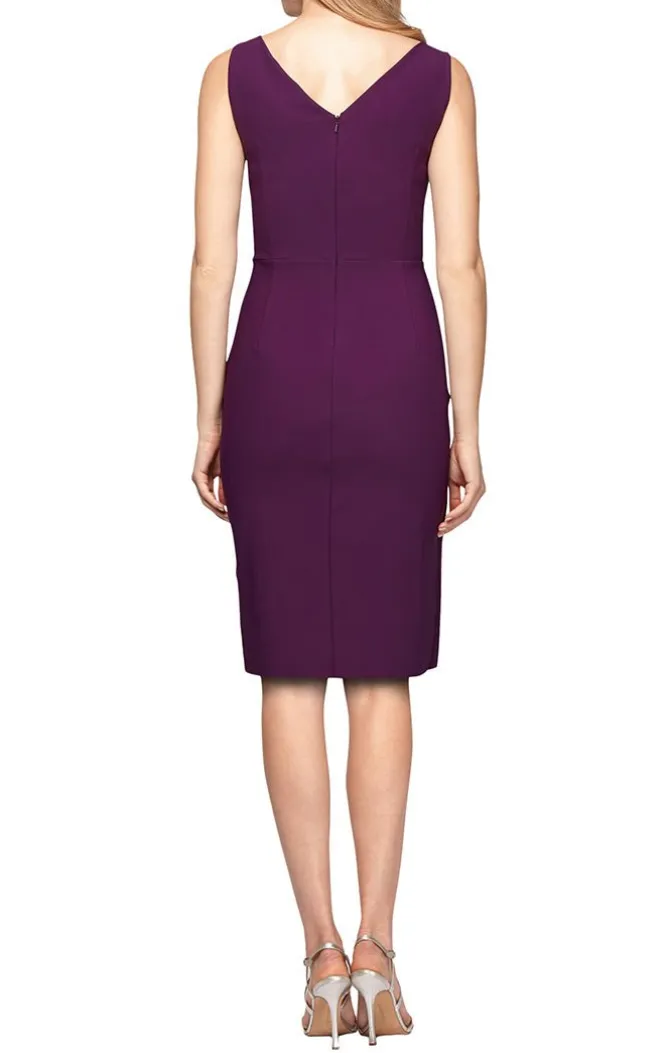 Petite Side Ruched Compression Collection Dress With Surplice Neckline & Beaded Detail At Hip