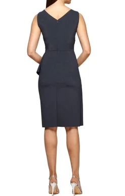 Petite Side Ruched Compression Collection Dress With Surplice Neckline & Beaded Detail At Hip
