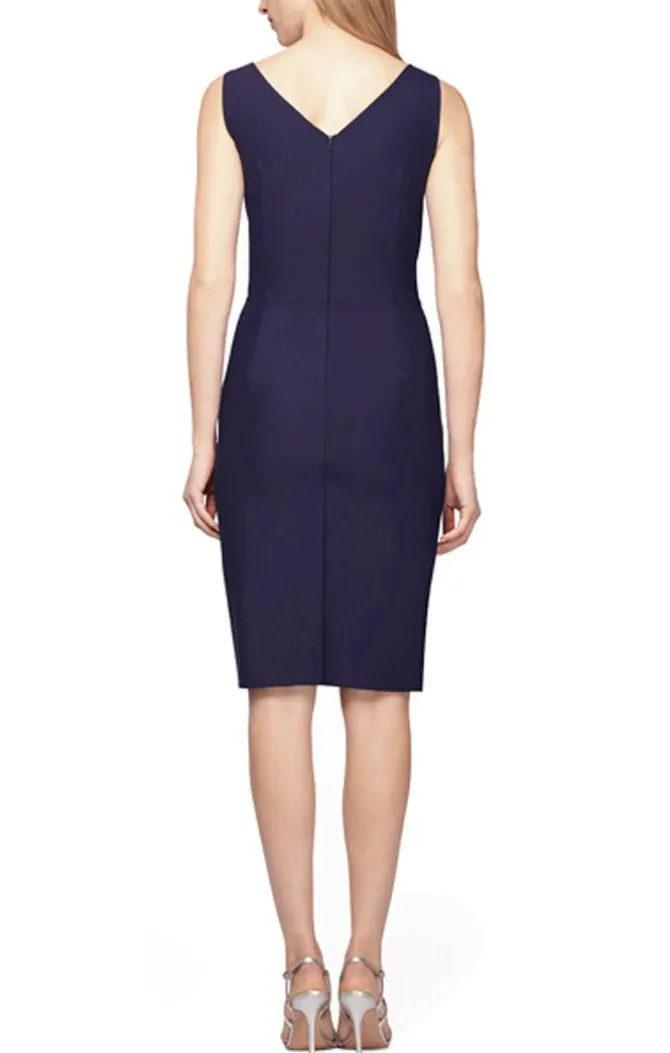 Petite Side Ruched Compression Collection Dress With Surplice Neckline & Beaded Detail At Hip