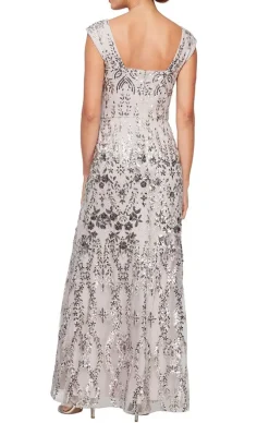 Petite Sleeveless Embroidered Fit & Flare Dress With Square Neckline