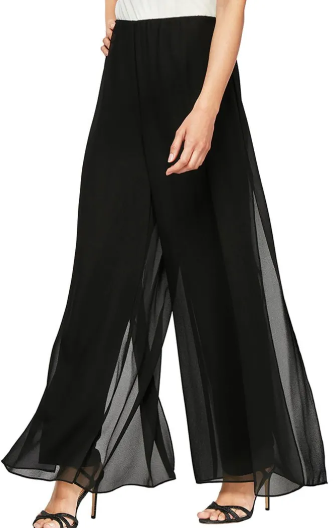 Petite Straight Leg Pant With Georgette Split Leg Overlay