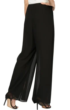 Petite Straight Leg Pant With Georgette Split Leg Overlay