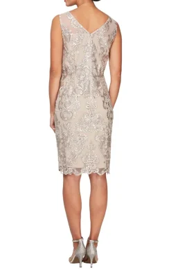 Petite V-Neck Sheath Dress With Elongated Chiffon Jacket