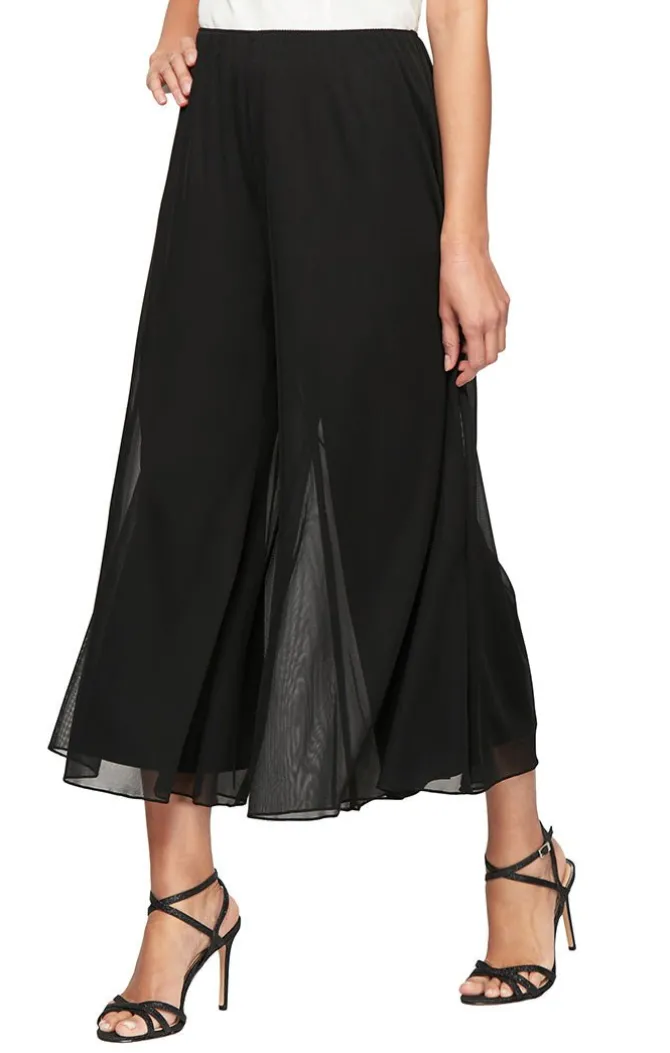 Petite Wide Leg Cropped Length Mesh Pant