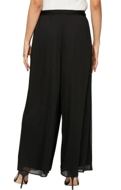 Petite Wide Leg Mesh Pant With Tie Belt