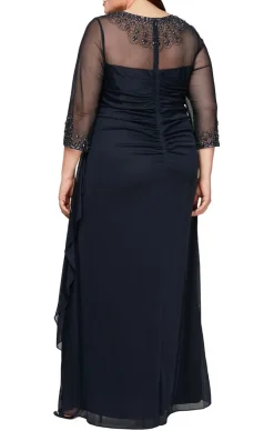 Plus A-Line Mesh Gown With Beaded Illusion Sweetheart Neckline