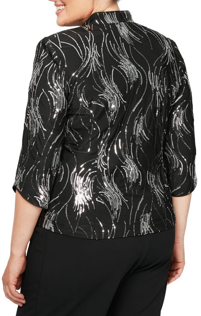 Plus Fireworks Sequin Twinset With Mandarin Neck Collar