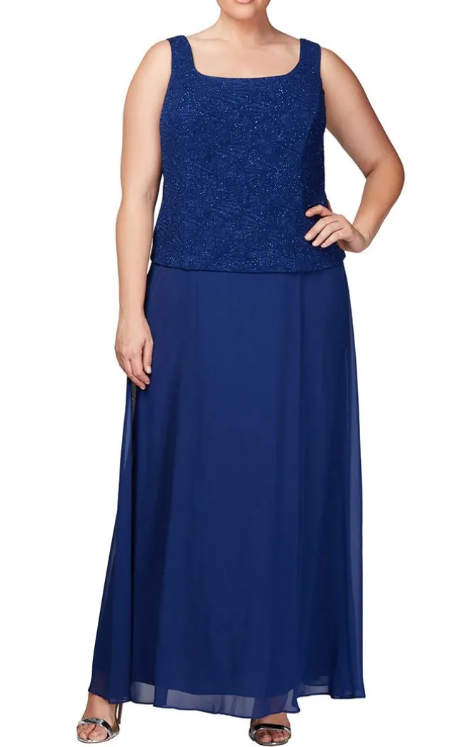 Plus Glitter Jacquard Knit Jacket Dress With Mandarin Neckline