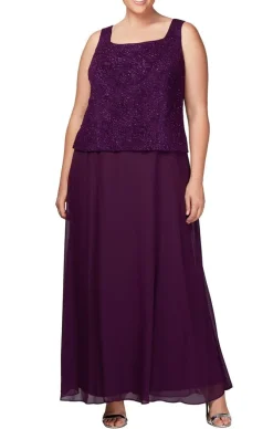 Plus Glitter Jacquard Knit Jacket Dress With Mandarin Neckline