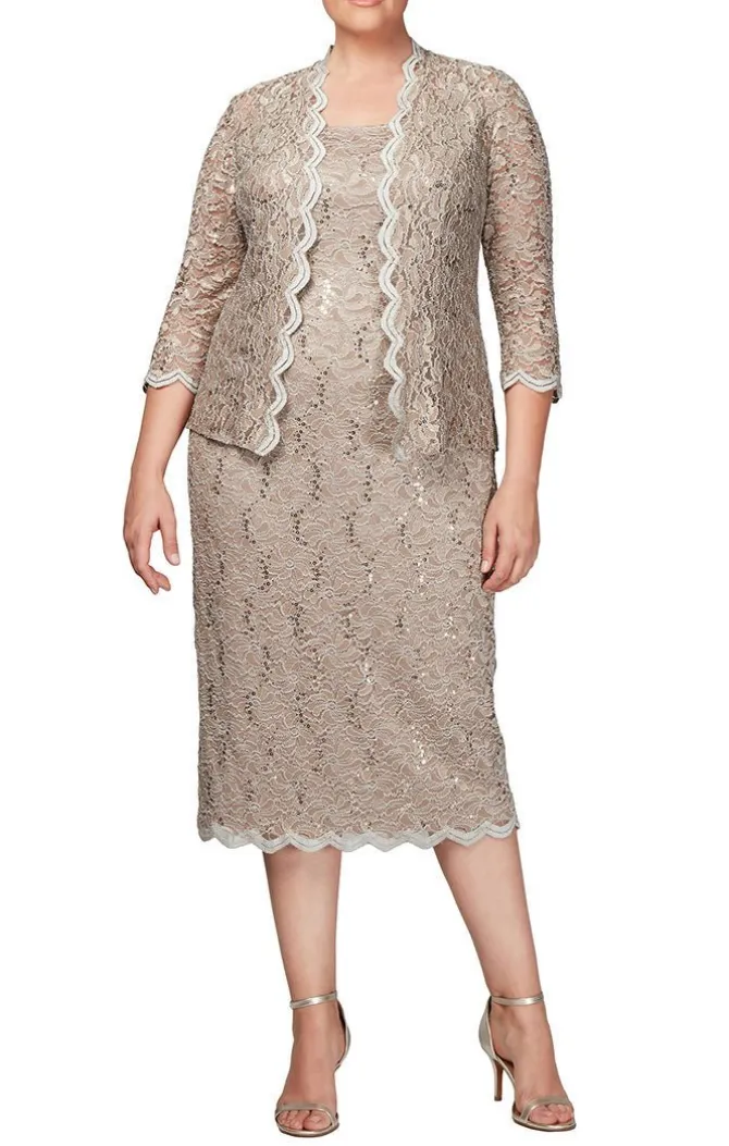 Plus Sheath Lace Jacket Dress