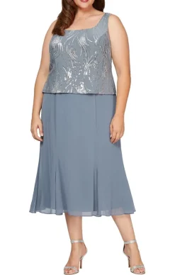 Plus Tea-Length Firework Sequin Jacket Dress