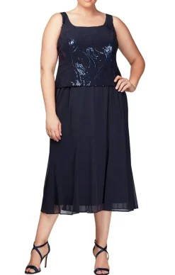 Plus Tea-Length Firework Sequin Jacket Dress