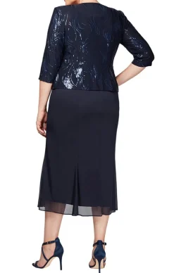 Plus Tea-Length Firework Sequin Jacket Dress