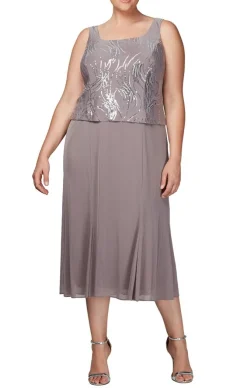 Plus Tea-Length Firework Sequin Jacket Dress