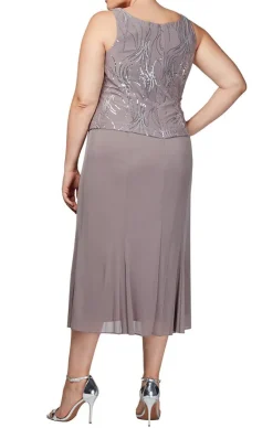 Plus Tea-Length Firework Sequin Jacket Dress