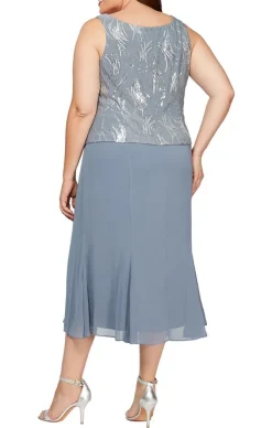 Plus Tea-Length Firework Sequin Jacket Dress